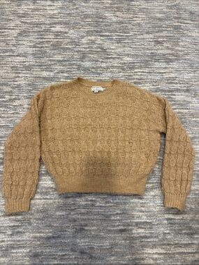 Molly Bracken Tan Cable Knit Cropped Sweater